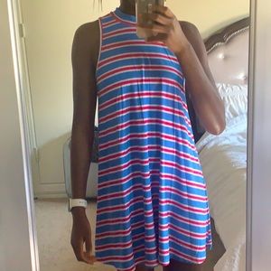 Striped Blue, pink, and white tank top dress